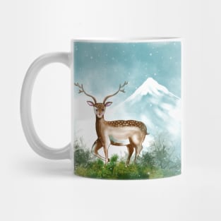 Deer Snow Winter Watercolor Mug